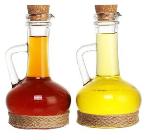 Oil and Vinegar Set DKD Home Decor Кристал Естествен Прозрачен Kорк 2 Части (9 x 9 x 16 cm) (320 ml)