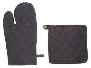 Oven Mitt and Potholder Set Atmosphera Памук Тъмно сив