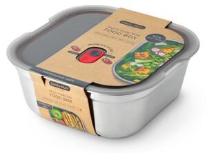 Кутия за храна Black+Blum FBSS-SQ-L017, 1.4 l, Квадратна, Подходяща за фурна, Без BPA, Неръждаема стомана, Сив