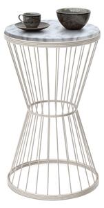 Метален - Mdf странична маса Hoffman в бял - бял мраморен ефект 35x35x58см