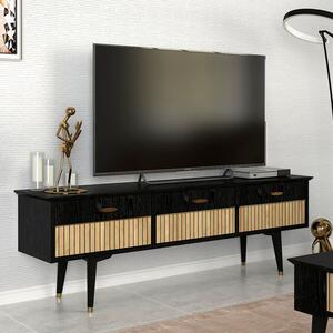 Маса за телевизор Bolea от меламин в модерен черен цвят 150x35x49.7см