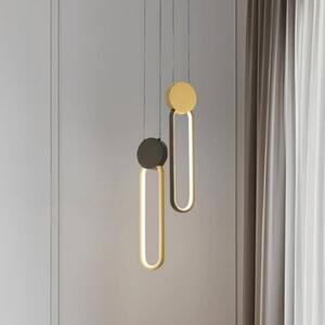 Zambelis LED висяща лампа 23101, златисто-черна, ширина 12 см, метална, с регулиране на, Затъмняване, Злато / месинг, Дневна/трапезария, Алуминий, Модерен