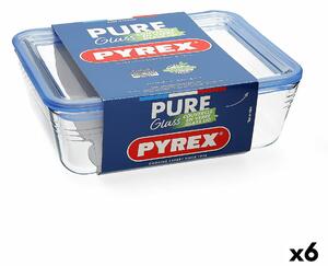 Херметическа Кутия за Обяд Pyrex Pure Glass Прозрачен Cтъкло (800 ml) (6 броя)