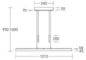 HerzBlut LED висяща лампа Leonora, 121 cm, дърво, с възможност за димиране