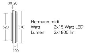 HerzBlut LED стенна лампа Hermann midi, маслен дъб, с възможност за димиране