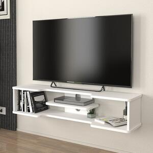Меламинов стенен ТВ модул Perry в бял цвят 120x29.6x25.6см