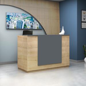 Меламинов приемен бюро Джемини в дъб - антрацитен цвят 180x70x110см