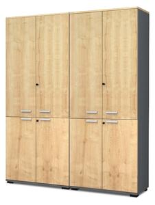 Офисен шкаф за книги Venturo меламин с врати в антрацит - дъбов цвят 160x40x200см