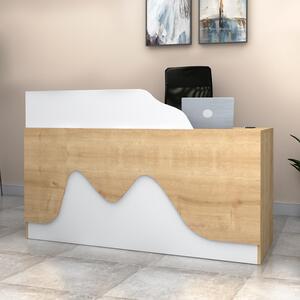 Меламиново рецепционно бюро Lione в дъб - бял 160x60x100см