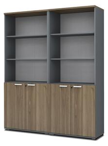 Venturo TopMebel меламинова офис библиотека в цвят антрацит/орех, размери 160 × 40 × 200 см