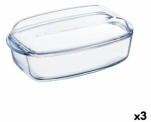 Поднос за сервиране Pyrex Classic С капак 4,5 L 38 x 22 x 11 cm Прозрачен Cтъкло (3 броя)