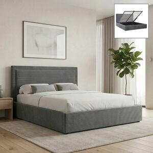 Тапицирано легло Velar TopMebel с място за съхранение в сив цвят 160x200cm