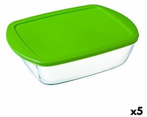 Правоъгълна Кутия за Обяд с Капак Pyrex Cook & Store Зелен 2,5 L 28 x 20 x 8 cm Силикон Cтъкло (5 броя)