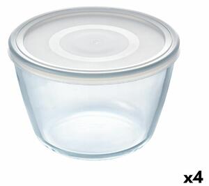 Кръгла Кутия за Обяд с Капак Pyrex Cook & Freeze 1,6 L 17 x 17 x 12 cm Прозрачен Силикон Cтъкло (4 броя)