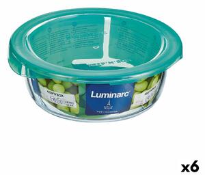 Кръгла Кутия за Обяд с Капак Luminarc Keep'n Lagon 13,5 x 6 cm цвят тюркоаз 680 ml Cтъкло (6 броя)