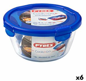 Херметическа Кутия за Обяд Pyrex Cook & Go 20 x 20 x 10,3 cm Син 1,6 L Cтъкло (6 броя)