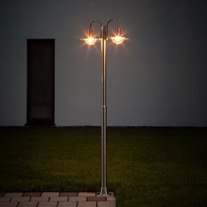 Lindby Постна лампа Damion, 200 cm, 2 светлини, E27, IP44, Затъмняване, Металик, Неръждаема стомана, Модерен
