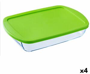 Правоъгълна Кутия за Обяд с Капак Pyrex Cook & store Прозрачен Силикон Cтъкло (4,5 L) (4 броя)