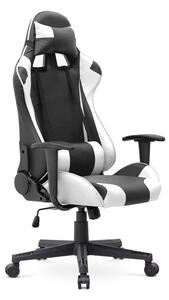 Офис игрално столче Alonso от PU кожа в бял - черен цвят 67x70x125/135см