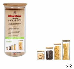 Буркан Quttin Bamboo Боросиликатно Стъкло Силикон 1,25 L 10,2 x 22,8 cm (12 броя) (9,5 x 21 cm)