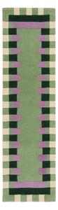 Зелено-лилава ръчно изработена вълнена пътека 60x230 cm Kai Wool Border – Flair Rugs