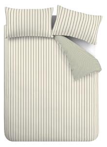 Зелено-кремаво двойно памучно спално бельо 200x200 cm Hampton Stripe – Bianca