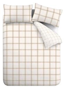 Бежово двойно памучно спално бельо 200x200 cm Oxton Check – Bianca