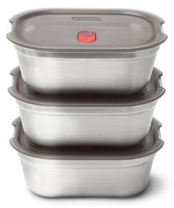 Комплект кутии за храна Black+Blum Meal Prep FBSS-BX-PACK2, 3х900 мл, Правоъгълни, Подходящи за фурна, Без BPA, Неръждаема стомана, Сив