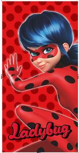 Червена памучна детска кърпа 70x140 cm Miraculous – Jerry Fabrics