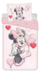 Розово единично памучно детско спално бельо 140x200 cm Minnie "Balloon" – Jerry Fabrics