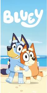 Синя-бежова памучна детска кърпа 70x140 cm Bluey "Beach" – Jerry Fabrics