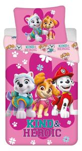 Розово единично памучно детско спално бельо 140x200 cm Paw Patrol "Heroic" – Jerry Fabrics