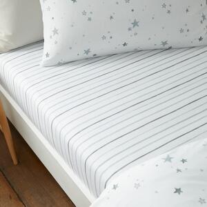 Бял еластичен памучен детски чаршаф за детско креватче 70x140 cm Stars – Bianca