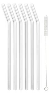 Комплект от 6 бели стъклени сламки за пиене с дължина 23 cm - Vialli Design