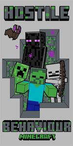 Сива памучна детска кърпа 70x140 cm Minecraft Hostile Behaviour – Jerry Fabrics