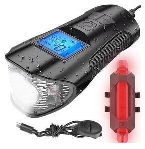 LED Акумулаторно велосипедно фенерче с брояч и звънец LED/1500 mAh IP65
