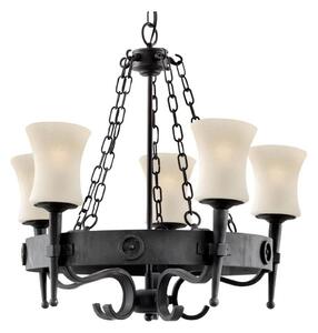 Searchlight 0815-5BK - Полилей на верига CARTWHEEL 5xE27/60W/230V черен