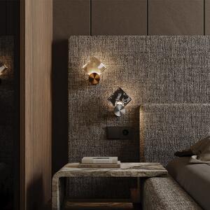 Maytoni LED стенна лампа „Quadro“, медна, стъкло, 3000K, височина 18 см, Мед, Дневна/трапезария, Стъкло, Модерен