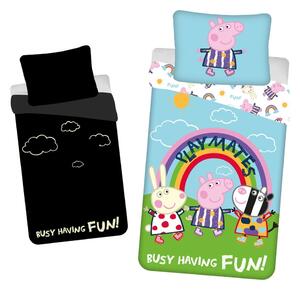 Единично памучно детско спално бельо със светещ ефект 140x200 cm Peppa Pig – Jerry Fabrics