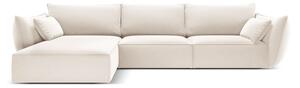 Бежов кадифен ъглов диван (ляв ъгъл) Vanda – Mazzini Sofas