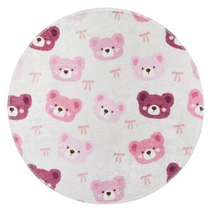 Детски килим подходящ за пране розово и цвят слонова кост ø100 cm Cute Teddies Pink – Vitaus