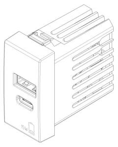 VIMAR 09292.AC.15 USB Контакт A+C Nene Up, 1M 15W 5V, бял