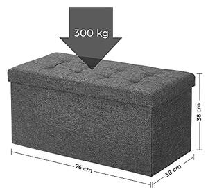 Пейка за съхранение 80L, Сгъваема пейка за обувки, Със сгъваем капак, товароносимост 300 кг, 76 x 38 x 38 см, тъмно сива SONGMICS