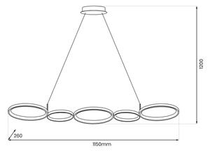 LED Пендел OLYMPIA 5xLED/10W/230V сив