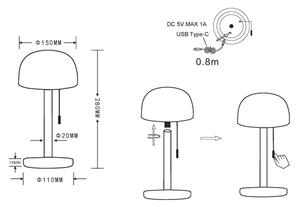 Globo 21016M - LED настолна лампа NORMAN LED/1,5W/3,7V 3000/4200/6000K месинг