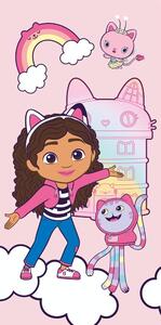 Розова памучна детска кърпа 70x140 cm Gabby´s Dollhouse – Jerry Fabrics