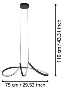 Eglo 901159 - LED RGBW Димируем пендел CALAROSSA-Z LED/22W/230V черен