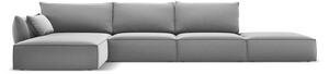 Светлосив кадифен ъглов диван (ляв ъгъл) Vanda – Mazzini Sofas