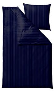 Тъмносиньо единично удължено спално бельо от дамаск 140x220 cm Noble – Södahl
