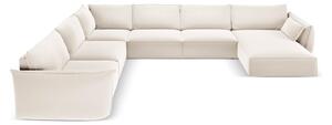 Бежов кадифен ъглов диван (ляв ъгъл/U форма) Vanda – Mazzini Sofas